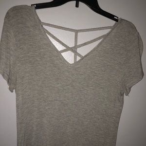 Gray criss cross top